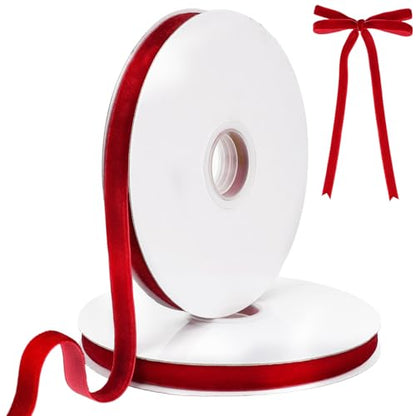 20yd 0.39" Red Velvet Ribbon Single Faced for Crafts (2 Count)