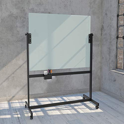 Glass Dry Erase Whiteboard Rolling Easel
