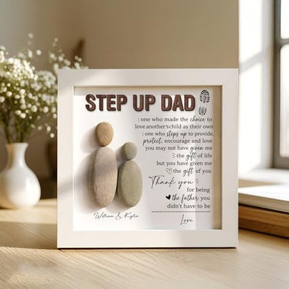 Personalized Bonus Dad Pebble Art Wooden Plaque