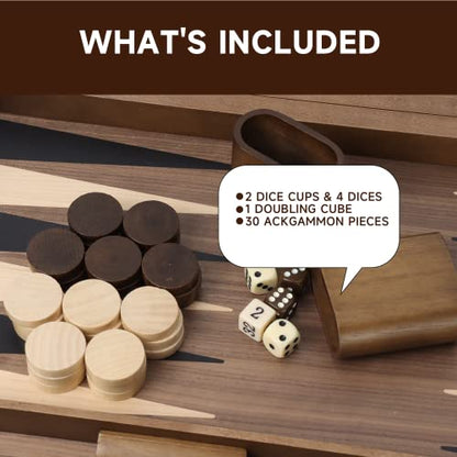 GSE Premium Wooden Inlay Backgammon Board Set