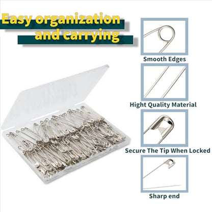 3 Inch Extra Large Safety Pins (100 Count)