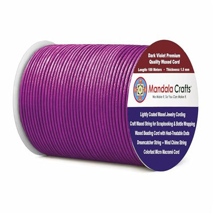 1.5mm Dark Violet Waxed Cord