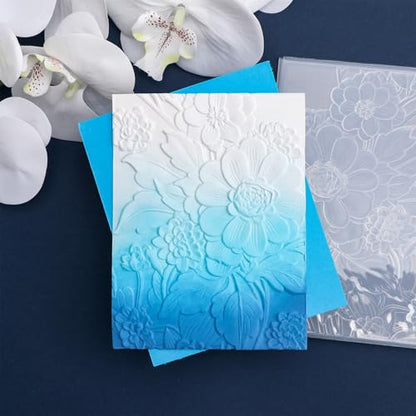 3D Embossing Folder for Card Making Texture Fades Blossom Bloom Floral Plastic Embossing Folder Template for DIY Scrapbooking Paper Card Making Paper Card Embossing Stencil