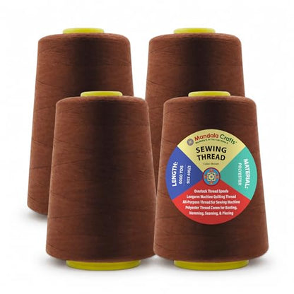 40S 2 Brown Polyester 4 Pack of Serger Threads Cones (72000 Foot)