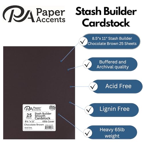 PA Paper Accents Stash Builder Cardstock 8.5" x 11" Chocolate Brown