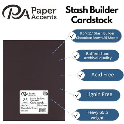PA Paper Accents Stash Builder Cardstock 8.5" x 11" Chocolate Brown