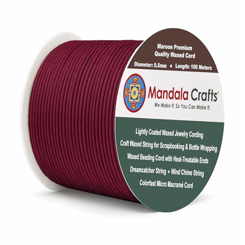 0.5mm Maroon Waxed Cord (327 Foot)