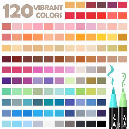120 Colors Precision Dual Tip Acrylic Paint Markers Pens (120 Count)