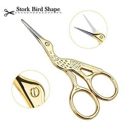 4PCS Vintage Stork Shape Sewing Scissors Stainless Steel Scissors (2 Count)