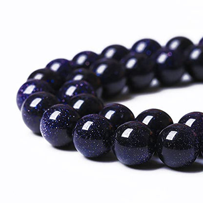 45PCS 8mm Blue Sandstone Gemstone Beads Beads Natural Stone Round Loose Beads for Jewelry Making DIY Bracelet Necklace 15" Inch (16 Count)