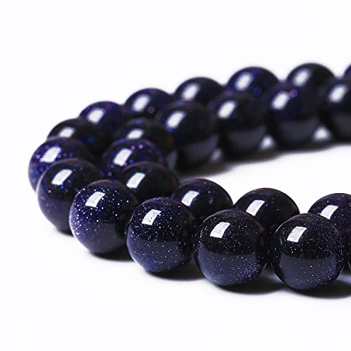 32PCS 12mm Starry Blue Sandstone Gemstone Beads Beads Natural Stone Round Loose Beads for Jewelry Making DIY Bracelet Necklace 15" Inch (16 Count)