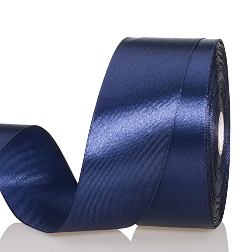 1 1 2 Inch Navy Solid Satin Ribbon for Gift Wrapping (150 Foot)