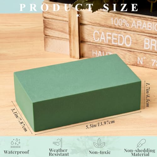 8 Pcs Green Reusable Floral Foam Blocks Water Weather Resistant Dry Floral Foam for Artificial Flower Arrangements Outdoor Hanging Florist Plant Bases for DIY Wedding
