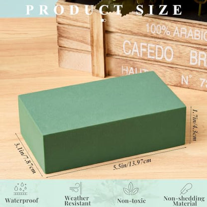 8 Pcs Green Reusable Floral Foam Blocks Water Weather Resistant Dry Floral Foam for Artificial Flower Arrangements Outdoor Hanging Florist Plant Bases for DIY Wedding