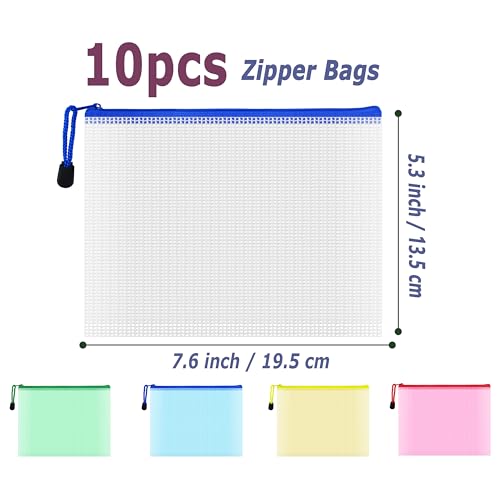 10 Pcs Zipper File Bags (10 Count)