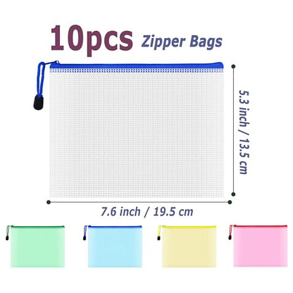 10 Pcs Zipper File Bags (10 Count)