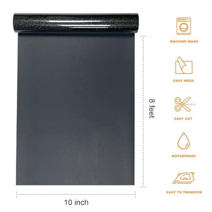 Black Glitter HTV Heat Transfer Vinyl Rolls