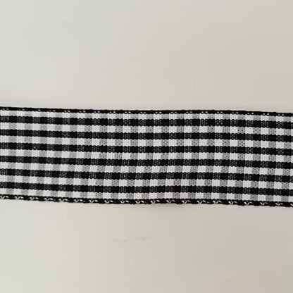 1 Inch Black and White Woven Edge Gingham Ribbon 25 Yards Each Roll 100% Polyester (75 Foot)