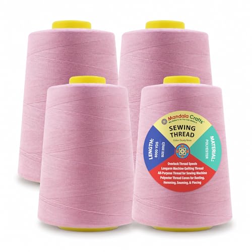 20S 2 Dusty Rose Polyester 4 Pack of Serger Threads Cones (24000 Foot)