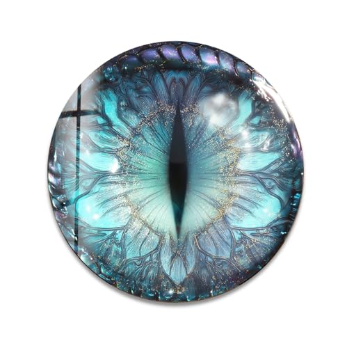 31.5''(80cm) Diameter Mystical Dragon Eye Round Glass Wall Art Tempered Glass Printing Wall Decor Large Wall Art Wall Hangings