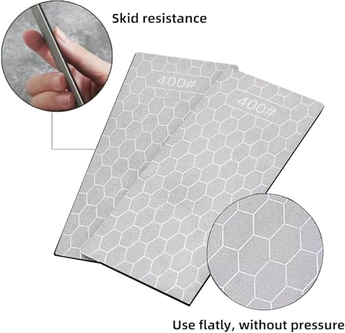 6 PCS Diamond Sharpening Plate with Honeycomb Surface Plate for Scissors Knives Outdoor Tools From Coarse to Extra Fine 400 (7 Count)