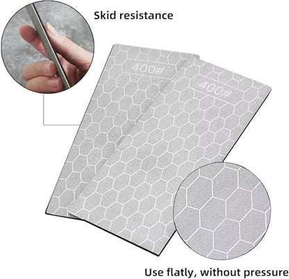 6 PCS Diamond Sharpening Plate with Honeycomb Surface Plate for Scissors Knives Outdoor Tools From Coarse to Extra Fine 400 (7 Count)