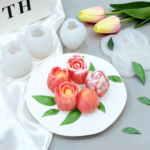 Tulip Candle Molds with Leaf Mold (4 Count)