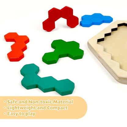 6 PCS Wooden Tangrams Puzzles for Kids (6 Count)