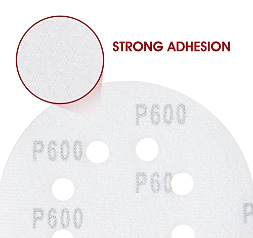 150 PCS Sanding Disc 5 Inch 8 Hole Hook and Loop Sanding Discs for Random Orbital Sander 600 Grit (150 Count)
