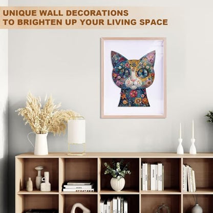 Colorful Flower Cat Puzzles Adults Gifts for Women Men Wooden 145 Pieces 11.4 x 9.0in