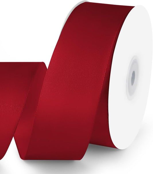 KMER LIFE 1-1/2" Wide x 50 Yards Wine Red Single Faced Polyester Satin Ribbon, Wine Red Satin Ribbon Perfect for Wedding Decor, Wreath, Crafts, Gift Wrapping & Other Projects (Wine Red) - Crafty Corner
