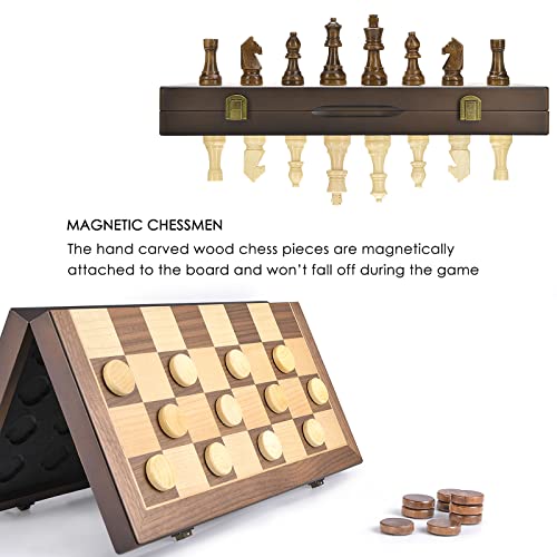 Magnetic Wooden Chess and Checkers Game Set