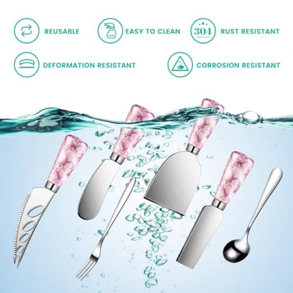 Marble Pink Cheese Knife Set