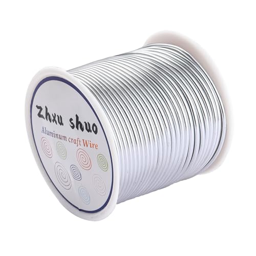 12 Gauge(2mm) Aluminum Wire 35 Yards Anodized Metal Wire for Bonsai Armature Crafting Sculpting Jewelry Craft Making Beading Floral (Silver, 12 Gauge) (105 Foot)