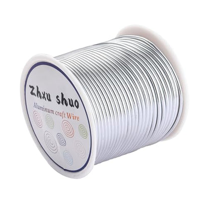 12 Gauge(2mm) Aluminum Wire 35 Yards Anodized Metal Wire for Bonsai Armature Crafting Sculpting Jewelry Craft Making Beading Floral (Silver, 12 Gauge) (105 Foot)
