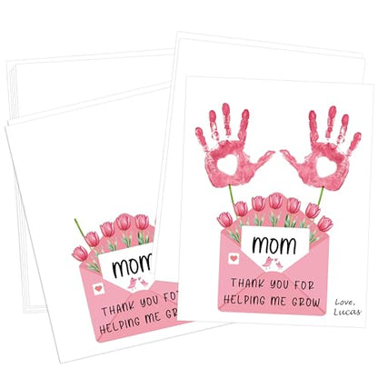 10 Pack Pink Tulips DIY Handprint Greeting Card (10 Count)