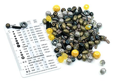 2.1oz (60 g) Mix of Unique Czech Bohemia Glass Pressed Beads, Matte and Glossy, Hand Made, Luster Gray Yellow (2.1164 Ounce)