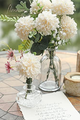 Artificial Dahlia Flowers 25pcs Real Looking Cream Foam Fake Roses with Stems for DIY Wedding Bouquets Bridal Shower Centerpieces Floral Arrangements Party Tables Home Decoration (25 Count)
