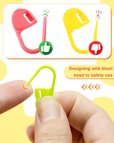 300pcs Stitch Markers for Crocheting & 6pcs Blunt Sewing Needles (300 Count)