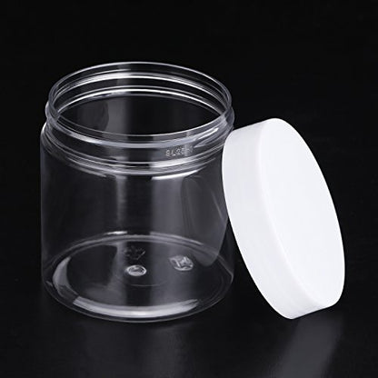 12 Pack 8 oz Plastic Container Jars with Lids Round (96 Count)