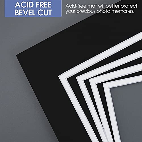 5 Pack Double mat 11x14 for 8x10 Photo Black Over White