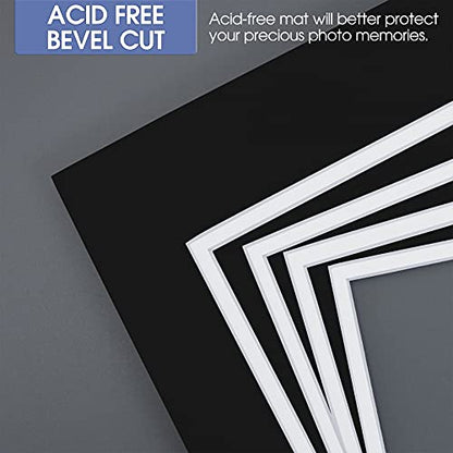 5 Pack Double mat 11x14 for 8x10 Photo Black Over White