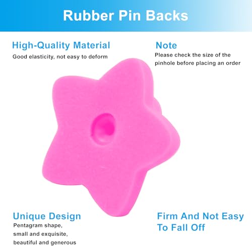 100 Pack Pink Star Shape Rubber Pin Backs (100 Count)