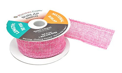 1 1 2 Inch Wide Pink Burlap Ribbon for Crafts (60 Foot)