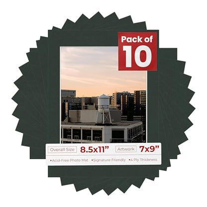 Pack of Ten Acid Free 8.5x11 Mats Bevel Cut for 7x9 Photos (10 Count)