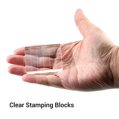 6 Pieces Stamp Block Clear Acrylic Stamping Blocks Tools Set with Grid Lines for DIY Crafts Scrapbooking Card Making Ornaments Stamping Projects (6 Count)
