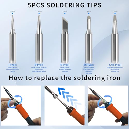 909A 90W Orange Soldering Iron Kit with LED Display & Ceramic Heater