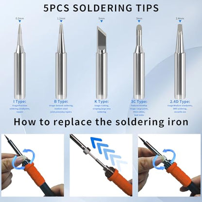 909A 90W Orange Soldering Iron Kit with LED Display & Ceramic Heater