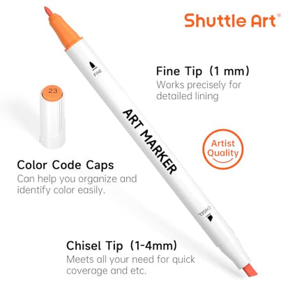 30 Colors Dual Tip Art Markers Permanent Marker Pens Highlighters Perfect for Illustration Adult Coloring Sketching and Card Making (30 Count)