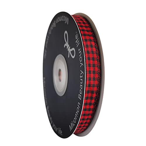 Red and Black Gingham Plaid Checked Ribbon 25 Yards Each Roll 100% Polyester (75 Foot)